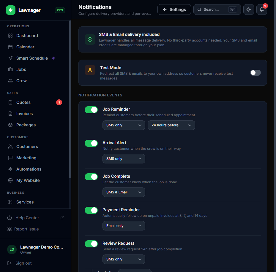 Settings Notifications