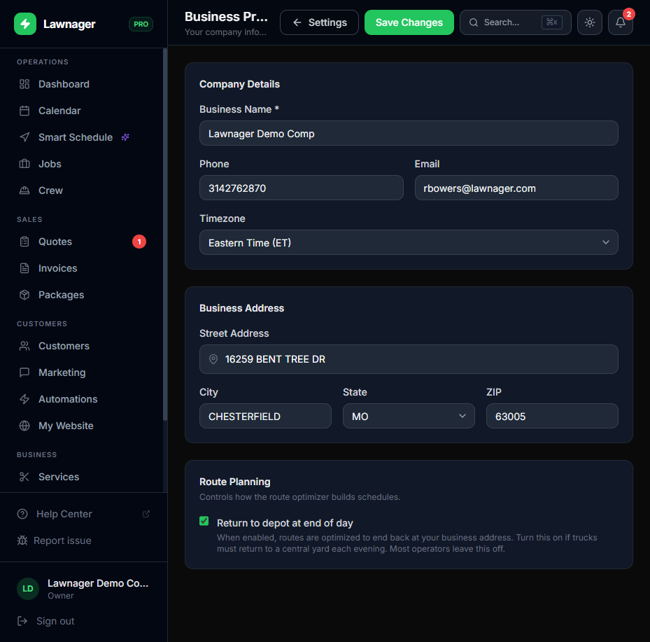 Settings Profile